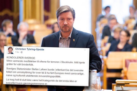 Frps Tybring-Gjedde én time etter angrepet: Sveriges statsminister må si unnskyld til folket for innvandringen