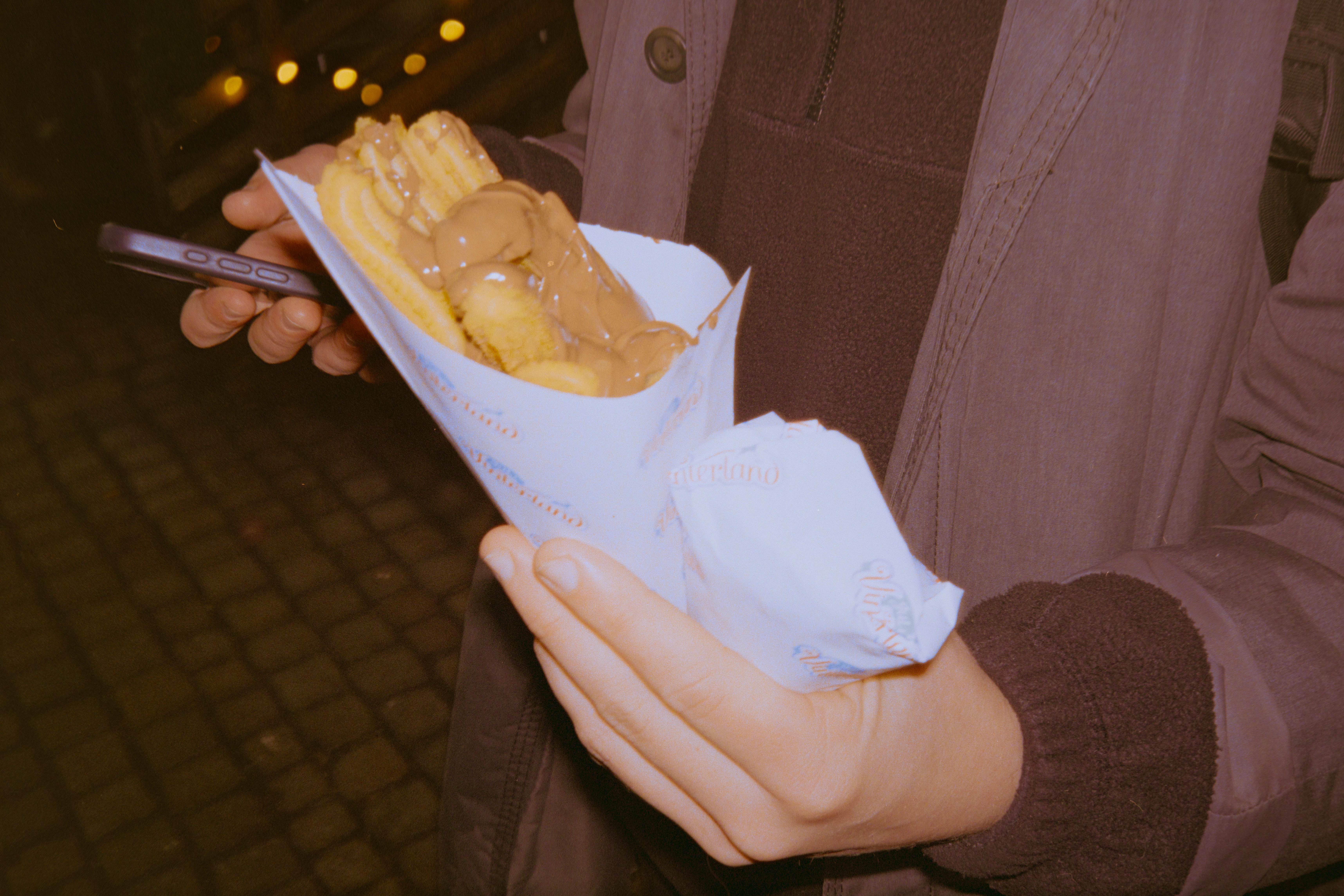 Churros med nutella ble med opp i pariserhjulet. 