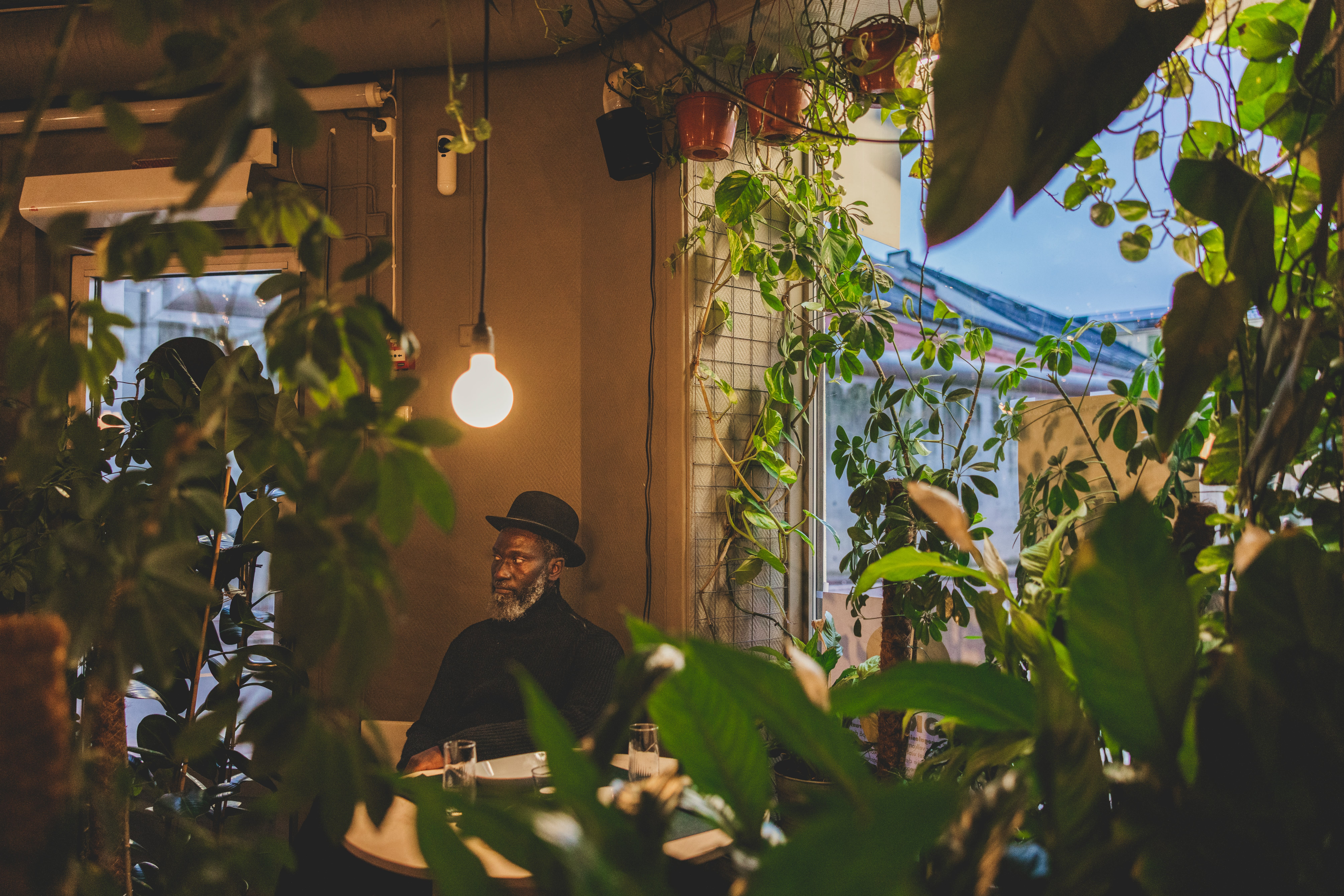 En haug med planter er det første som møter deg når du besøker Njokobok og restaurantsjef Youssou Diop.