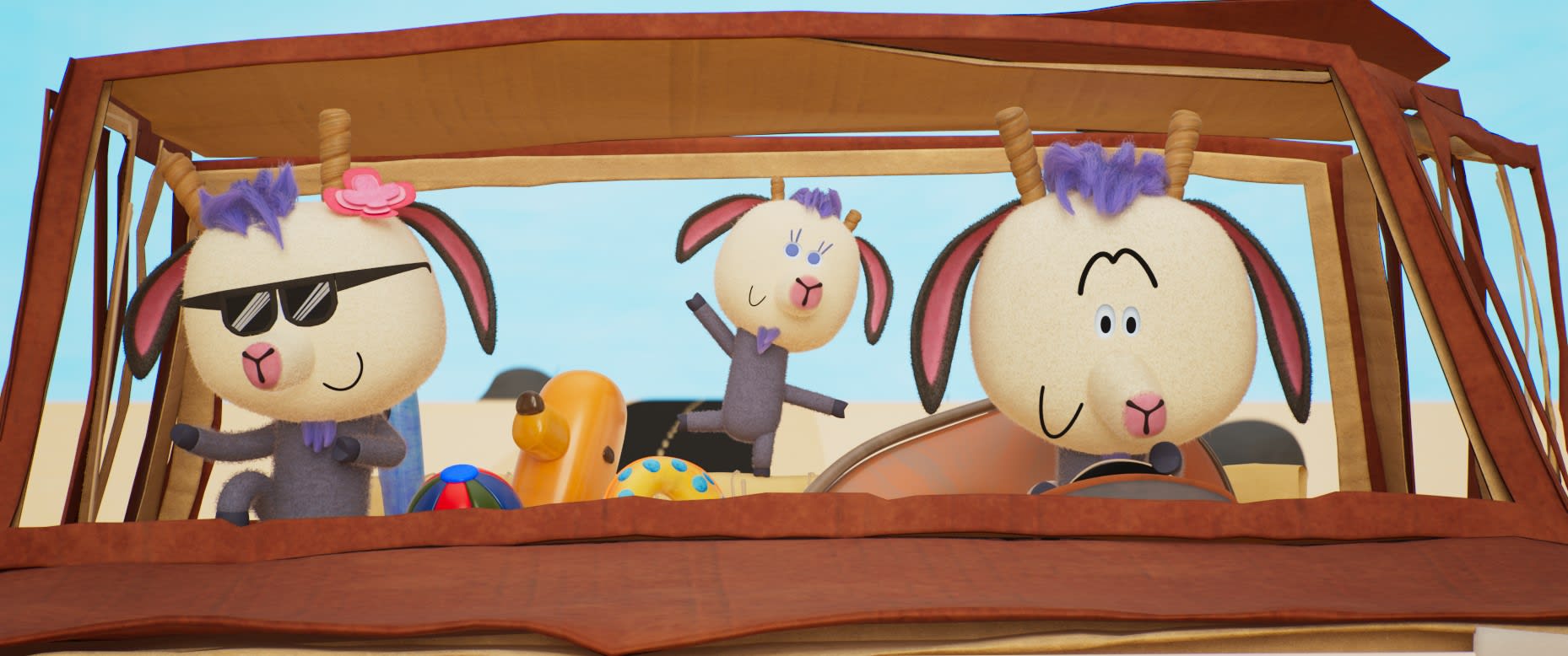 De tre bukkene Bruse vil til badeland. 