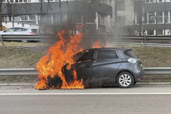 Bil brenner ved Furuset – E6 delvis stengt