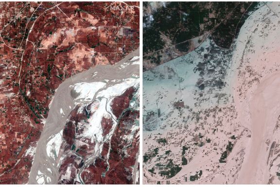 Pakistan drukner. Satellittbildene viser totalforvandlede landskap. 