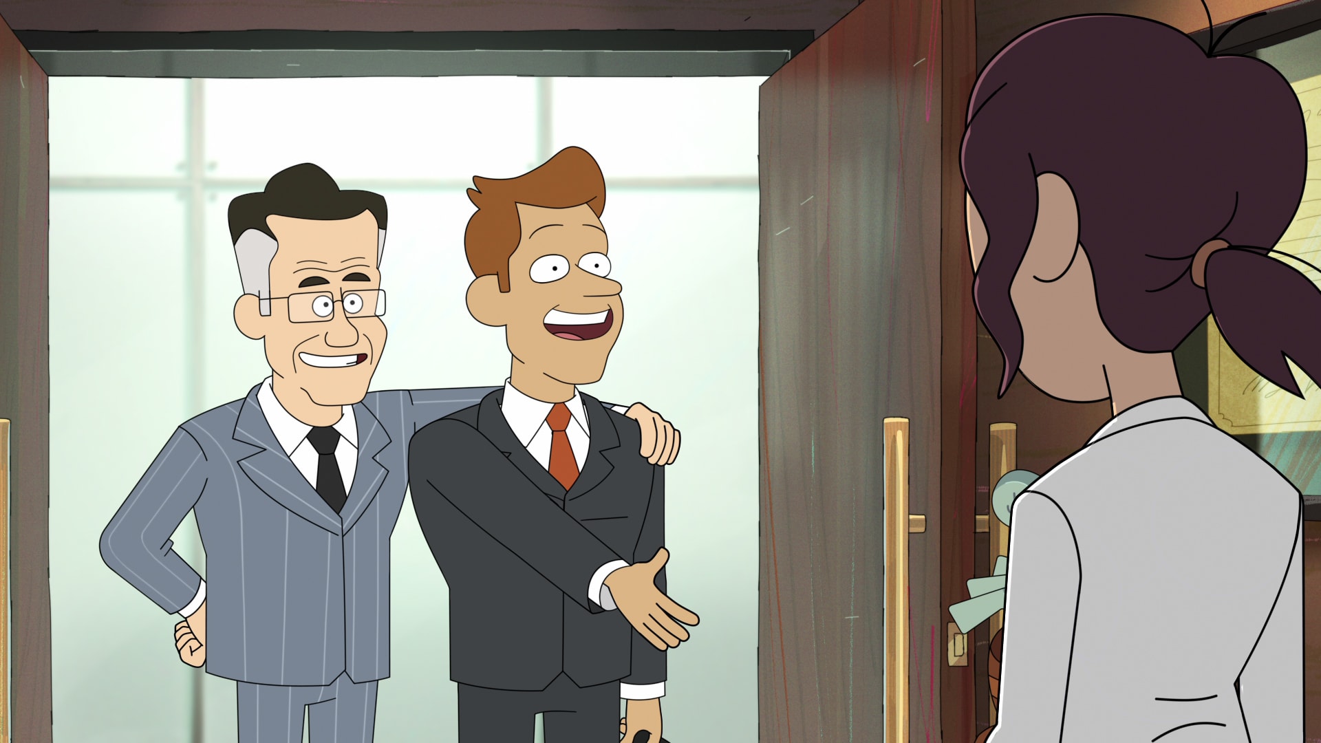 Reagans sjef J.R. Scheimpough mener hun trenger hjelp. Inn kommer alltid smilende Brett