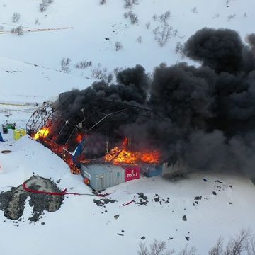 Brann i tunnelrigg i Porsanger i Finnmark