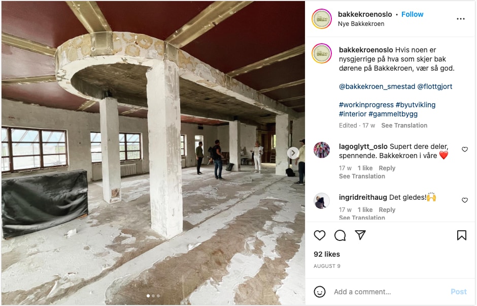 Slik så det ut før de bygget opp det som nå blir en ny restaurant på Smestad. 