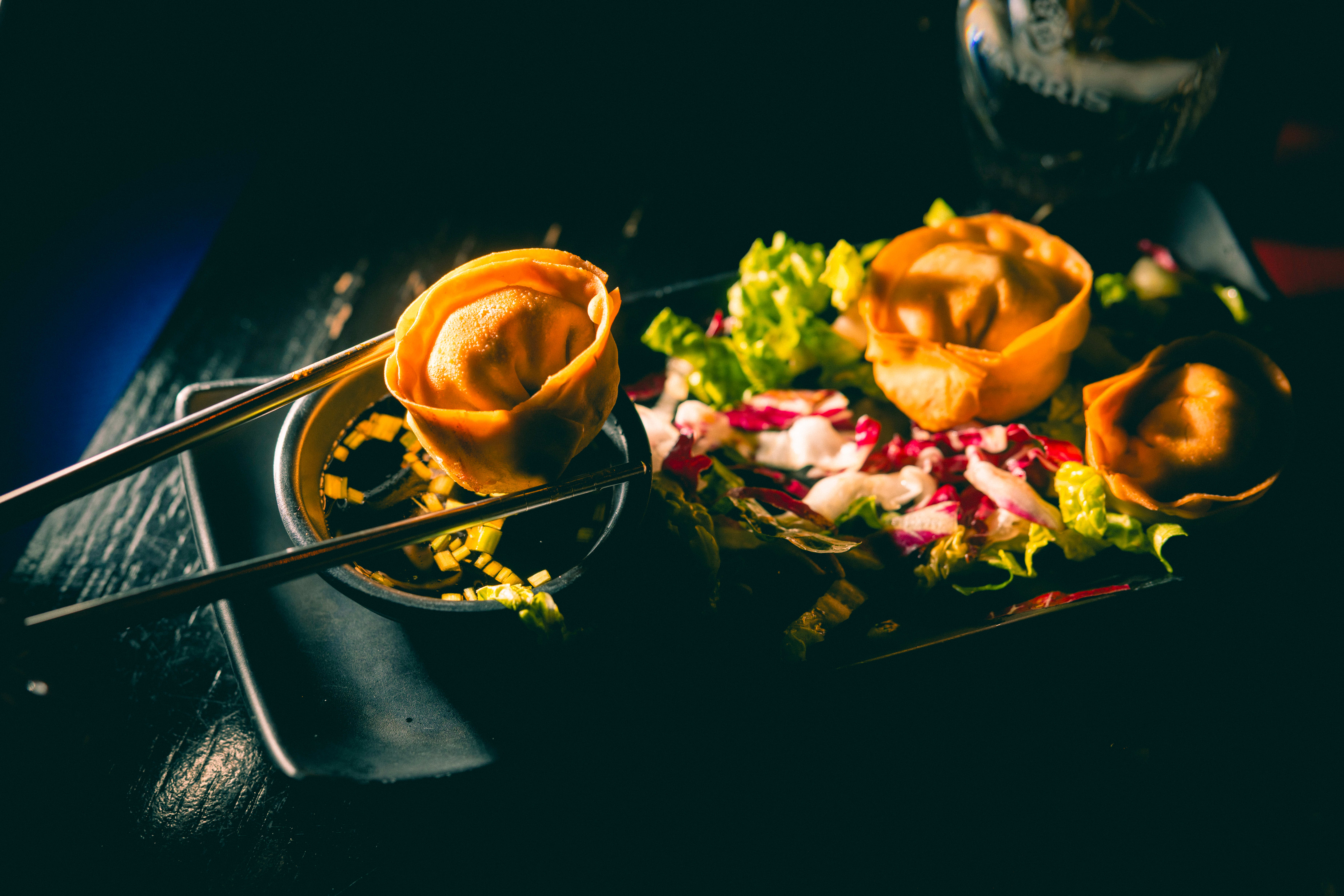 Dumplings står på menyen med tre ulike varianter. 