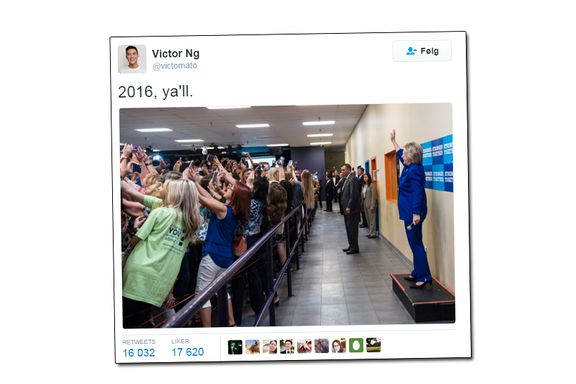 Vender Clinton ryggen for å ta selfie