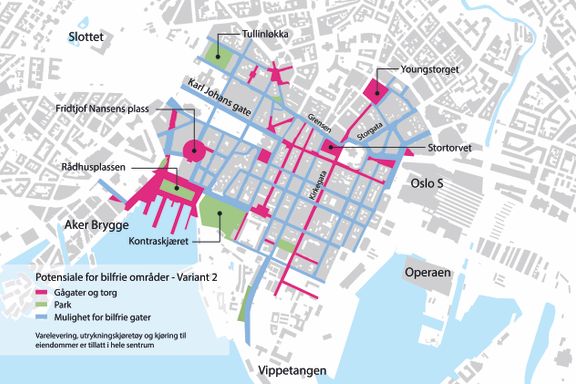 Foreslår tredobling av antallet gågater. Her er planene for et bilfritt Oslo sentrum.