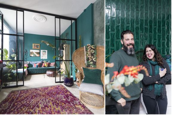 Den 36 kvadratmeter lille ettromsleiligheten ble pusset opp med grønne kjøkkenfliser og smaragdgrønn farge på alle vegger.  