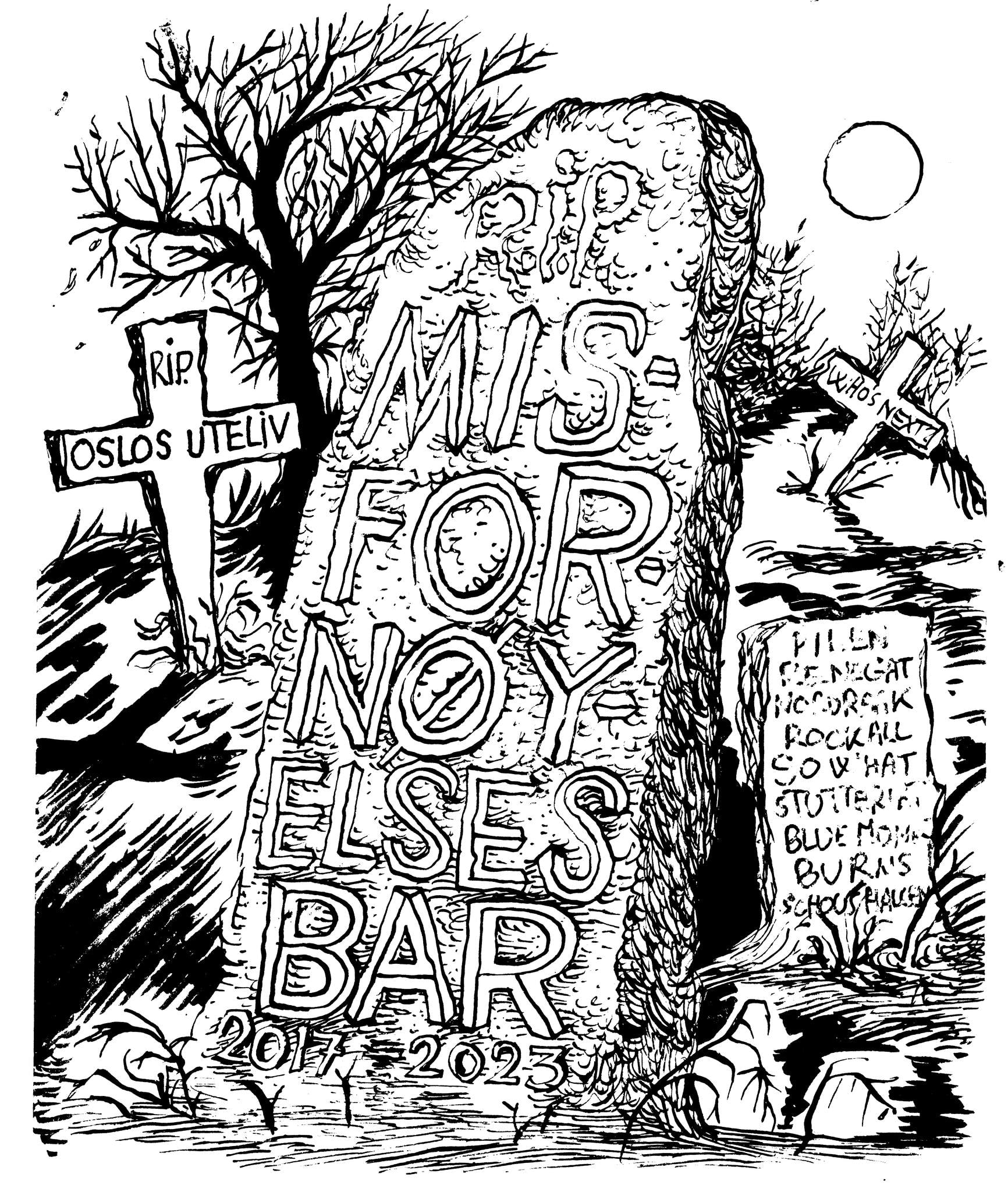 «Who’s next?» skriver Nielsen kryptisk på et av gravkorsene i tegningen som ble lagt ut på Facebook i forrige uke.