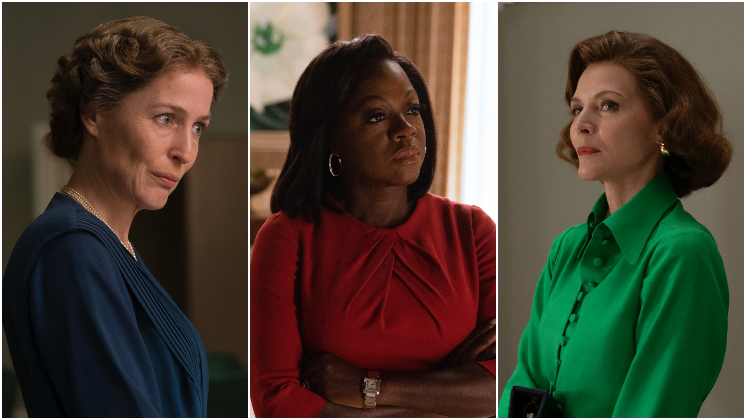 De tre førstedamene fra venstre: Eleanor Roosevelt (Gillian Anderson), Michelle Obama (Viola Davis) og Betty Ford (Michelle Pfeiffer).