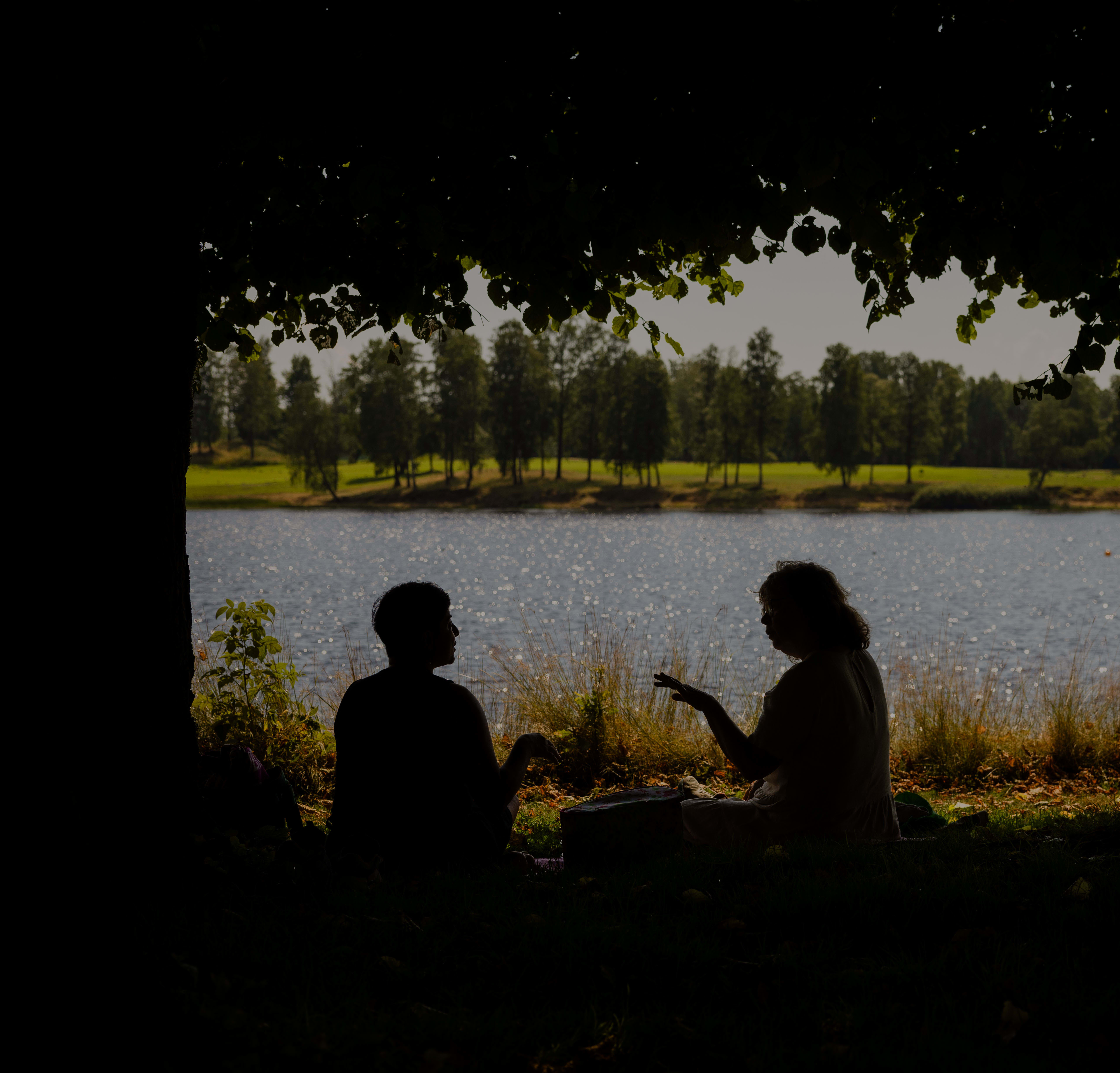 To venninner har en fredelig piknik ved Bogstadvannet. 