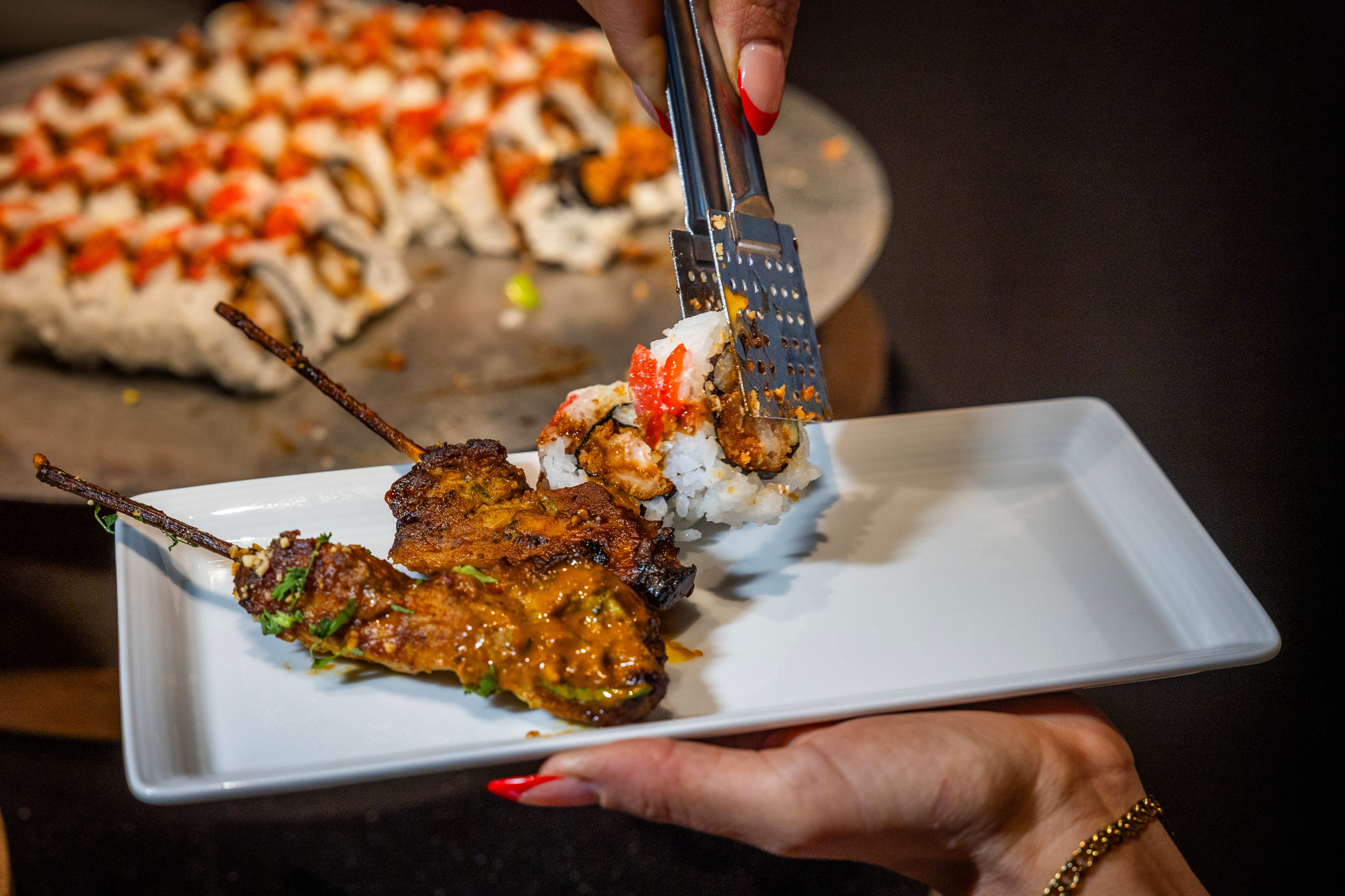 Du forsyner deg så mye du vil fra buffeten.