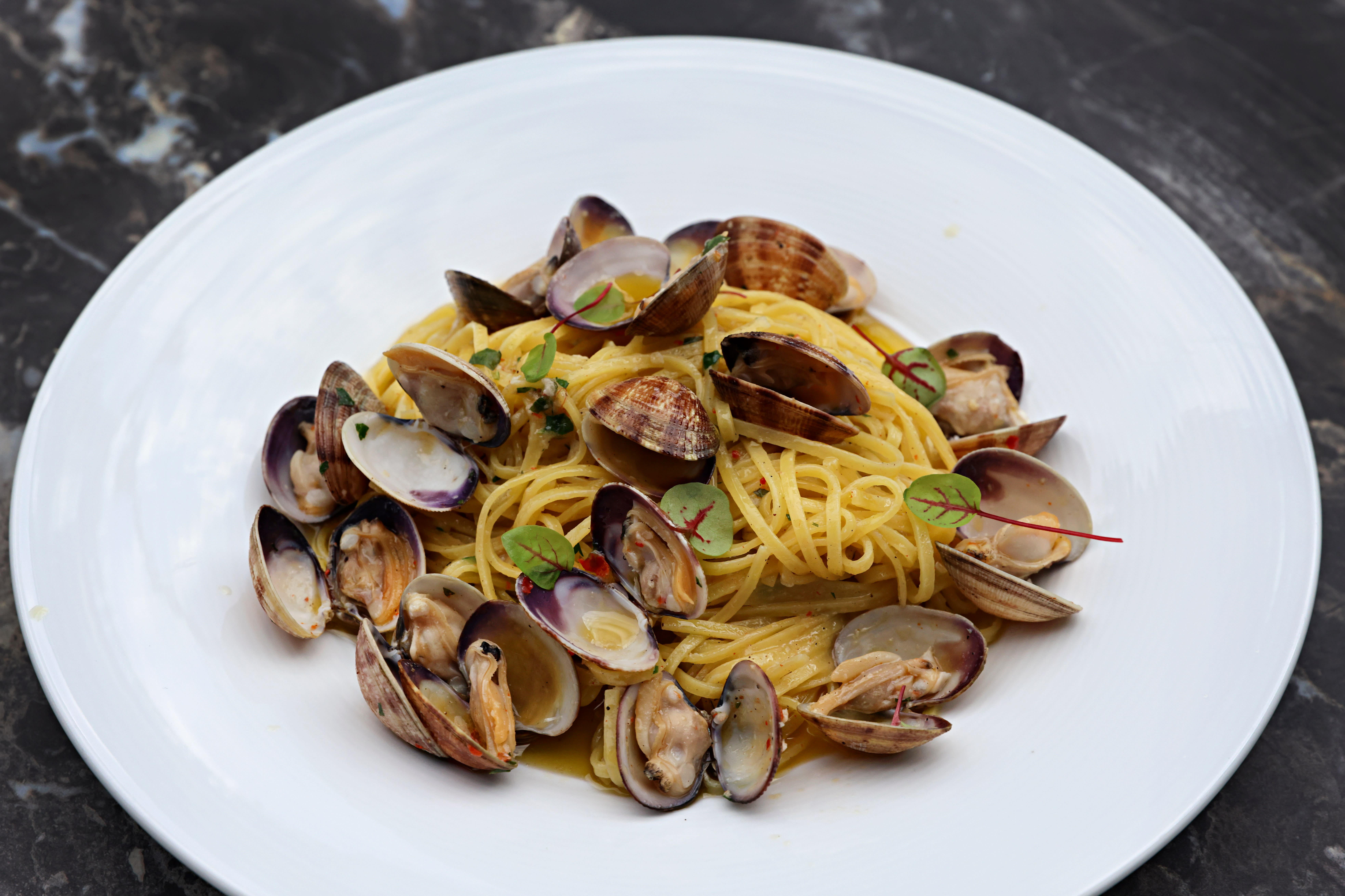 Villa Paradisos Vongole-pasta imponerer ikke. NB: Bildet er tatt i etterkant av vårt besøk. Retten avviker derfor noe fra det som beskrives i denne anmeldelsen.