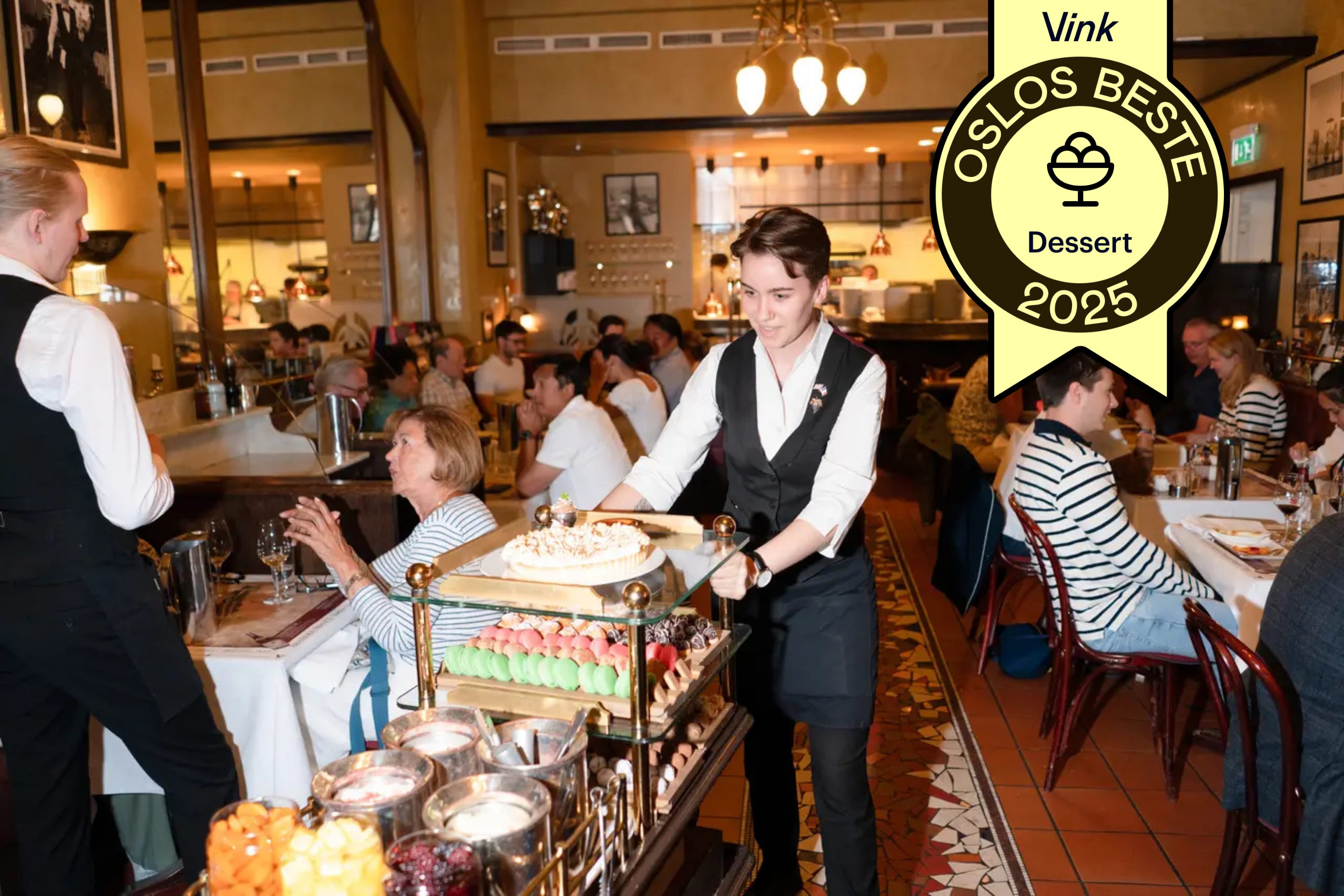 Makroner, sjokolademousse, crème brûlée, canele, konfekt og iskrem.