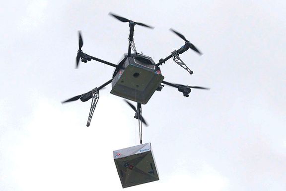 Har fått godkjent å levere pizza med drone
