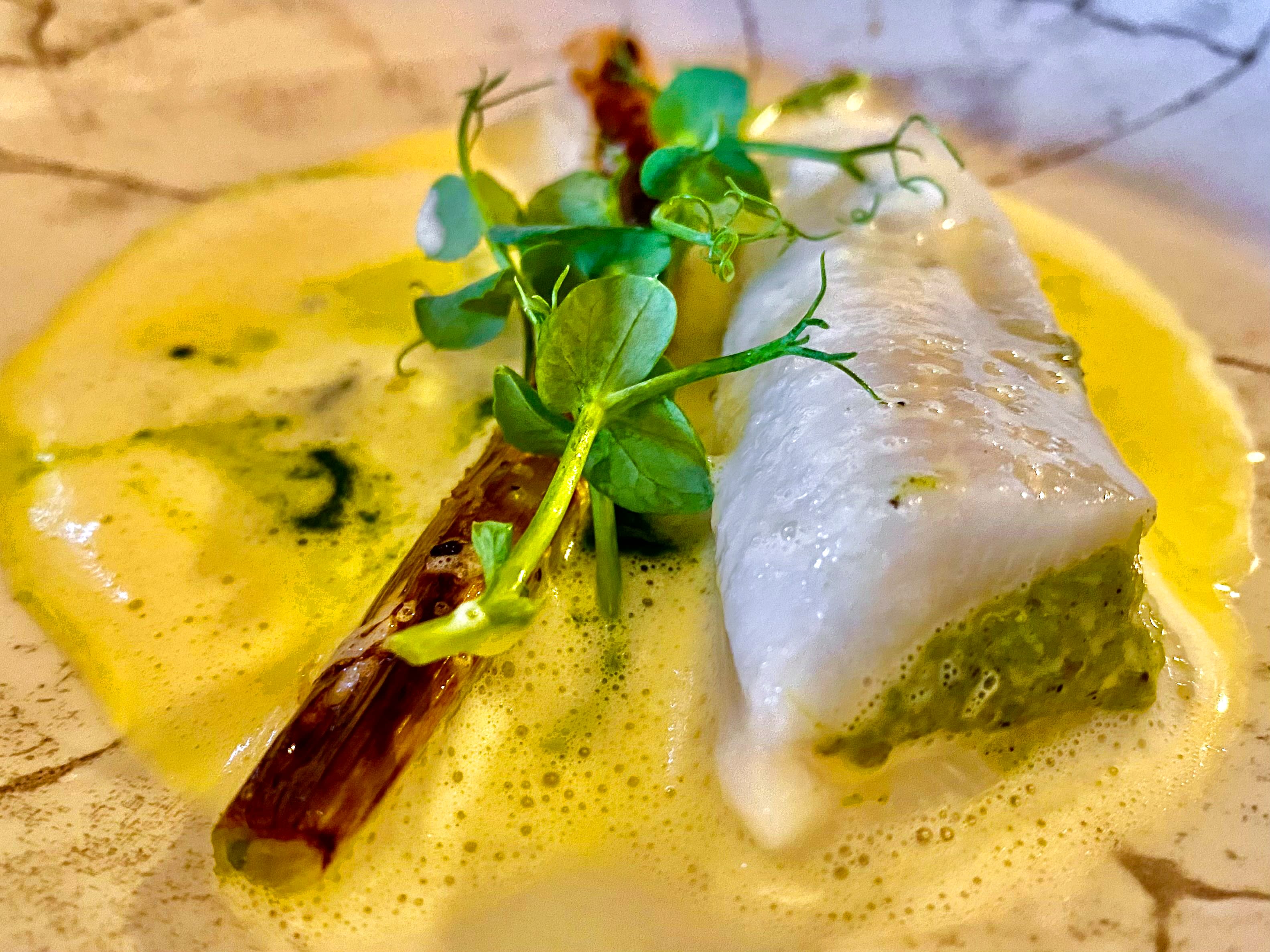 Deilig blåskjellsaus, men noe tam rødspette.