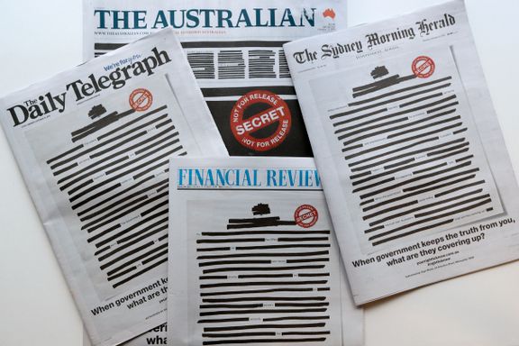 Sensurert forside på flere australske aviser