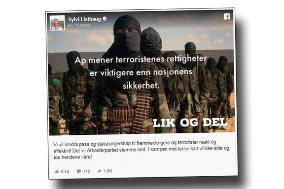 Høyre-politikere ber Listhaug beklage terror-utspill