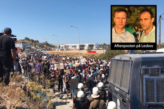 Opprørspoliti sendt til Moria-leiren. Frustrerte migranter demonstrerte ved politisperringene.