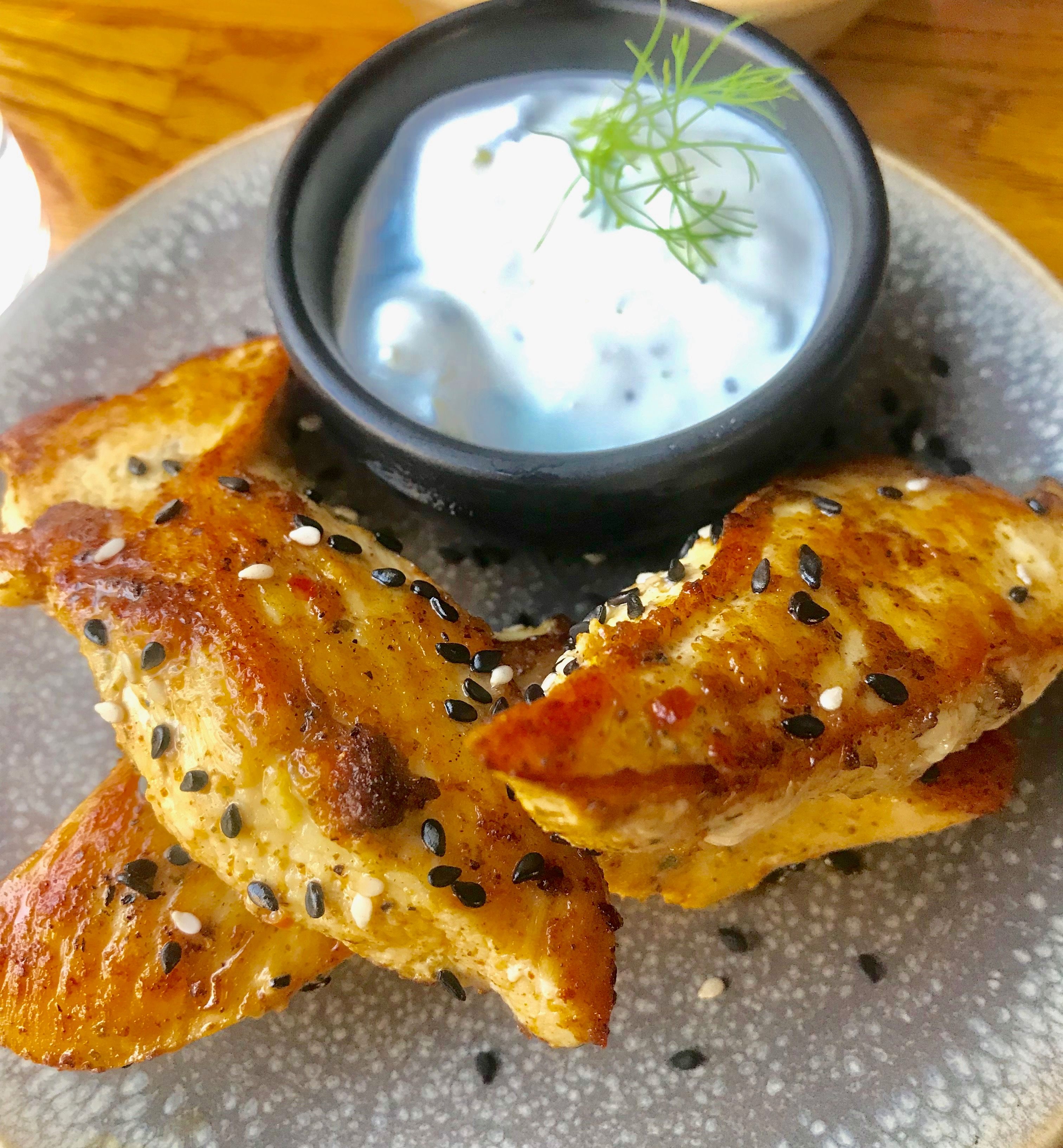 Tørr kylling og tam tzatziki. 