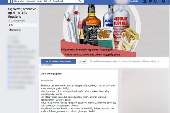4500 personer er medlem i Facebook-gruppe for smuglervarer