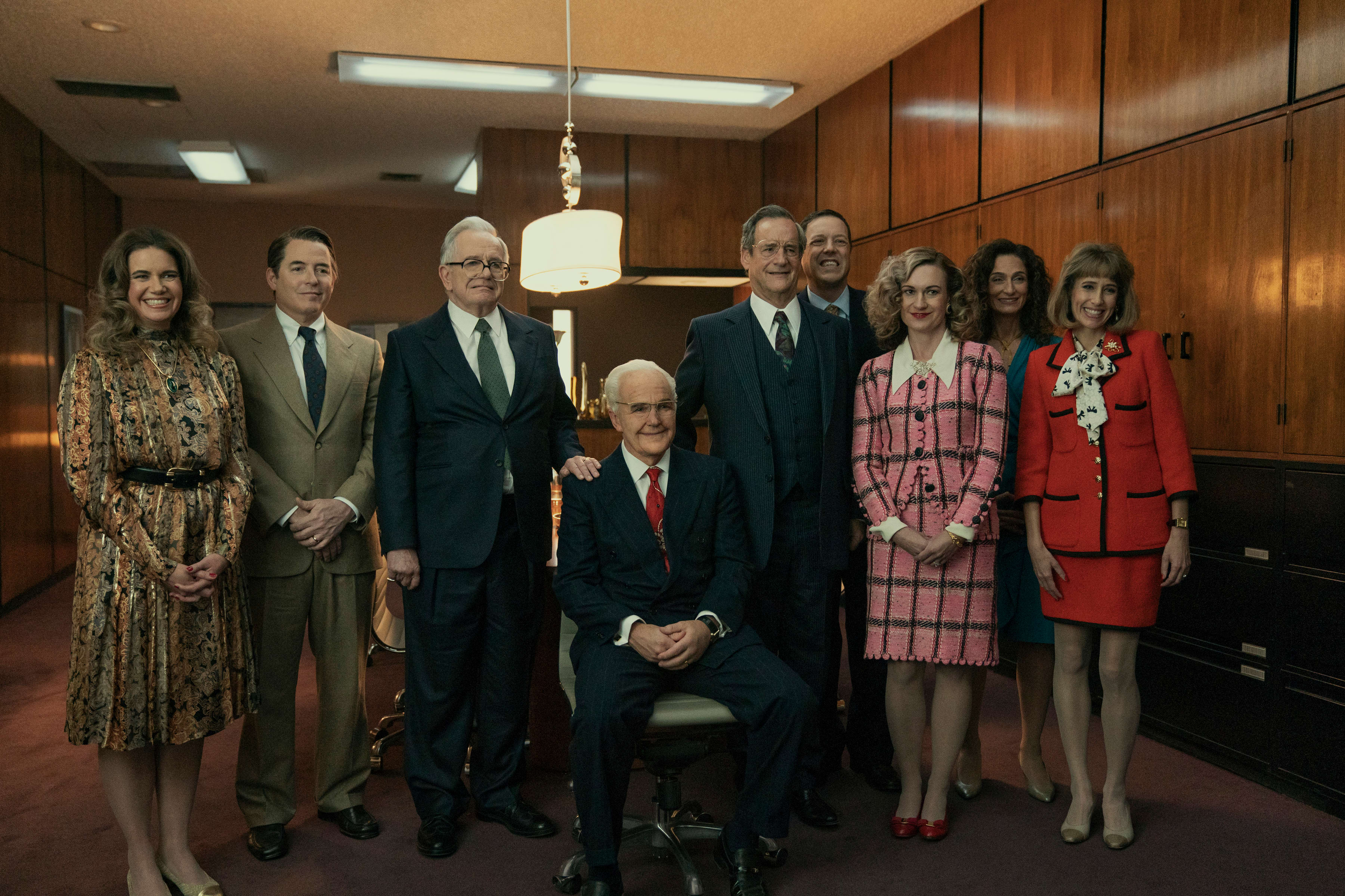 Sackler-familien: Lesley Faulkner, Matthew Broderick, Sam Anderson, Clark Gregg, John Rothman, Dan Fox, Catherine Tait, Maria Ricossa og Michele Kaye