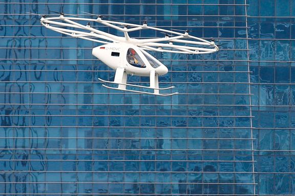 Her er «dronetaxien» for første gang i luften over et bysentrum
