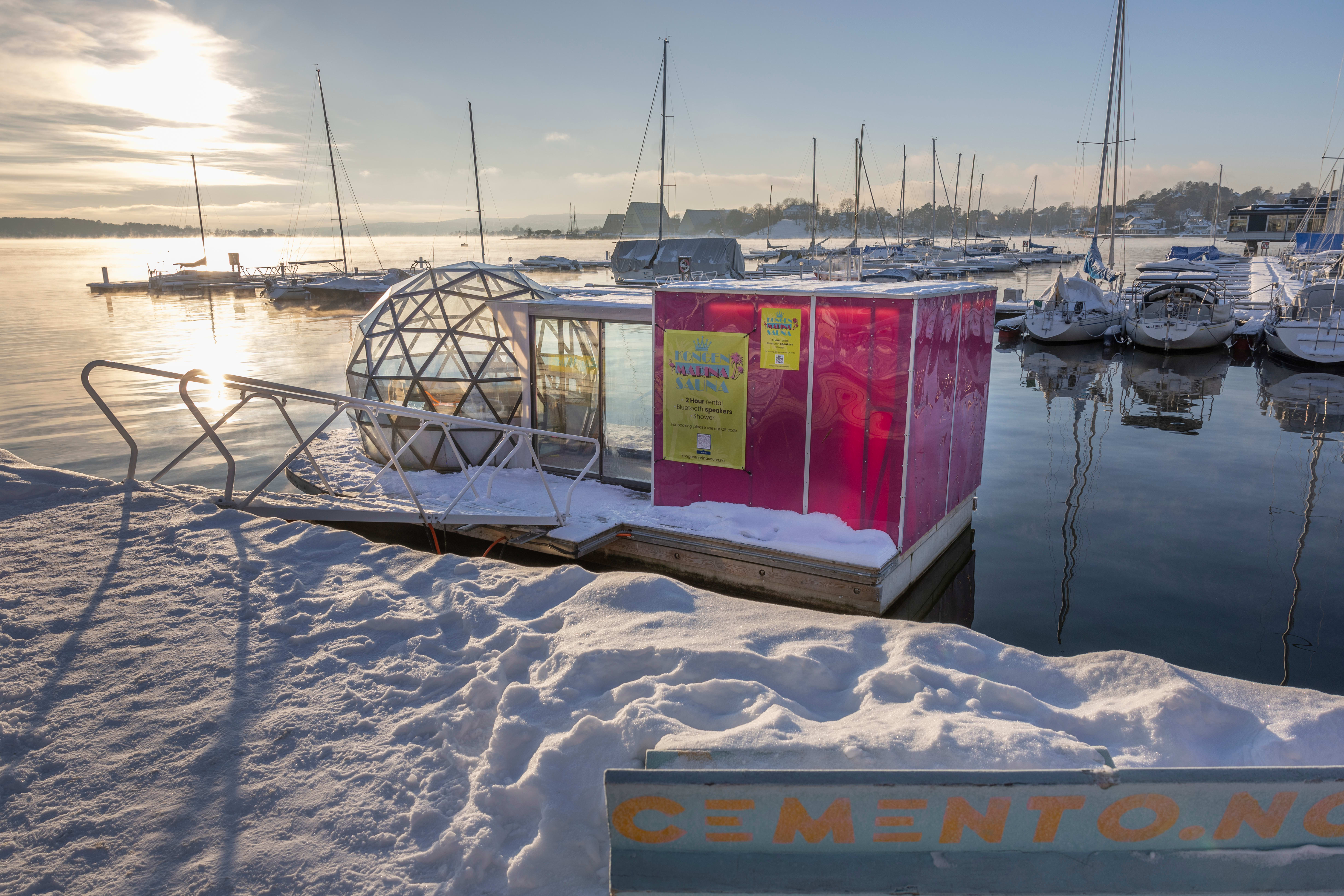 Kongen Marinas sauna-dome er åpen for booking alle dager mellom kl. 10. og 22.00.