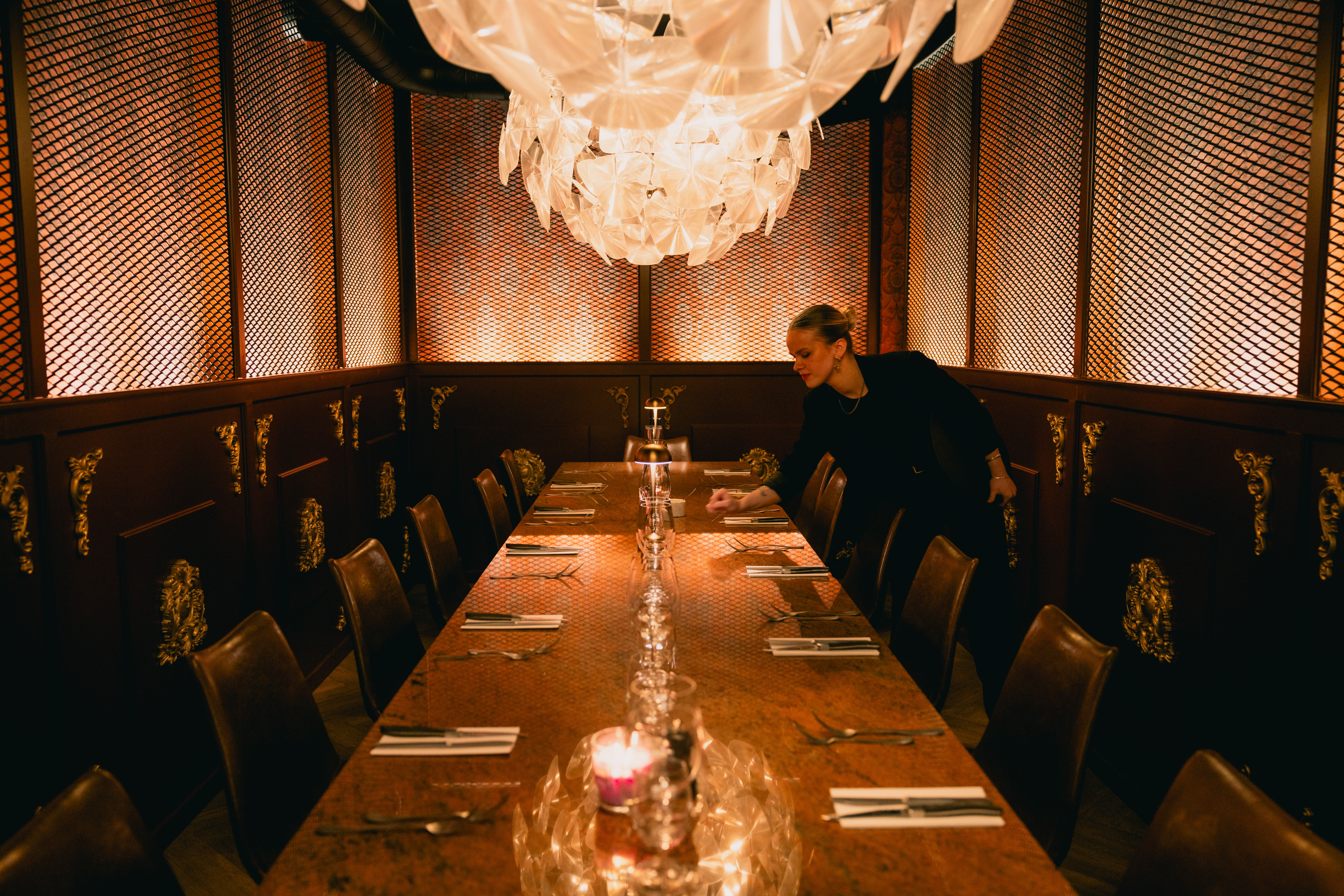 Et chambre séparée gir gode rammer for en privat middag. 