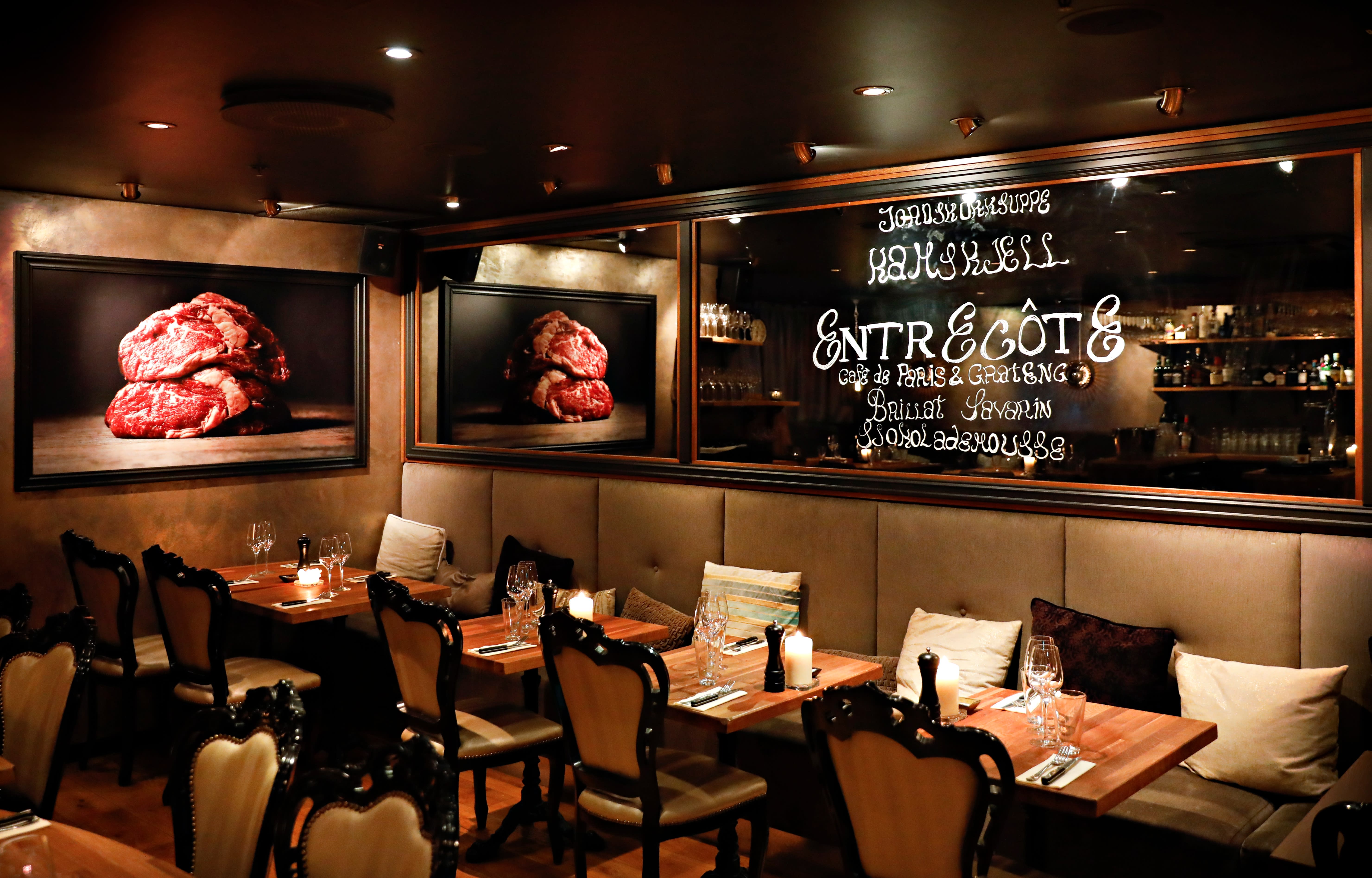 Kjøttfull innredning på Entrecôte by Trancher.