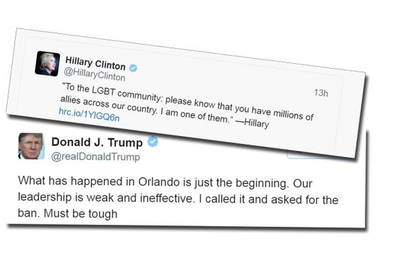 Så ulikt reagerer Donald Trump og Hillary Clinton på terroren i Orlando