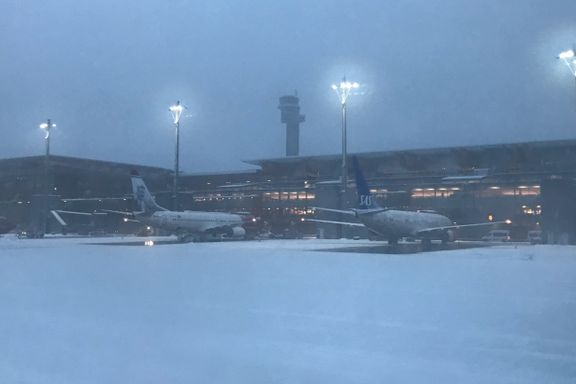 Snøtrøbbel på Oslo Lufthavn