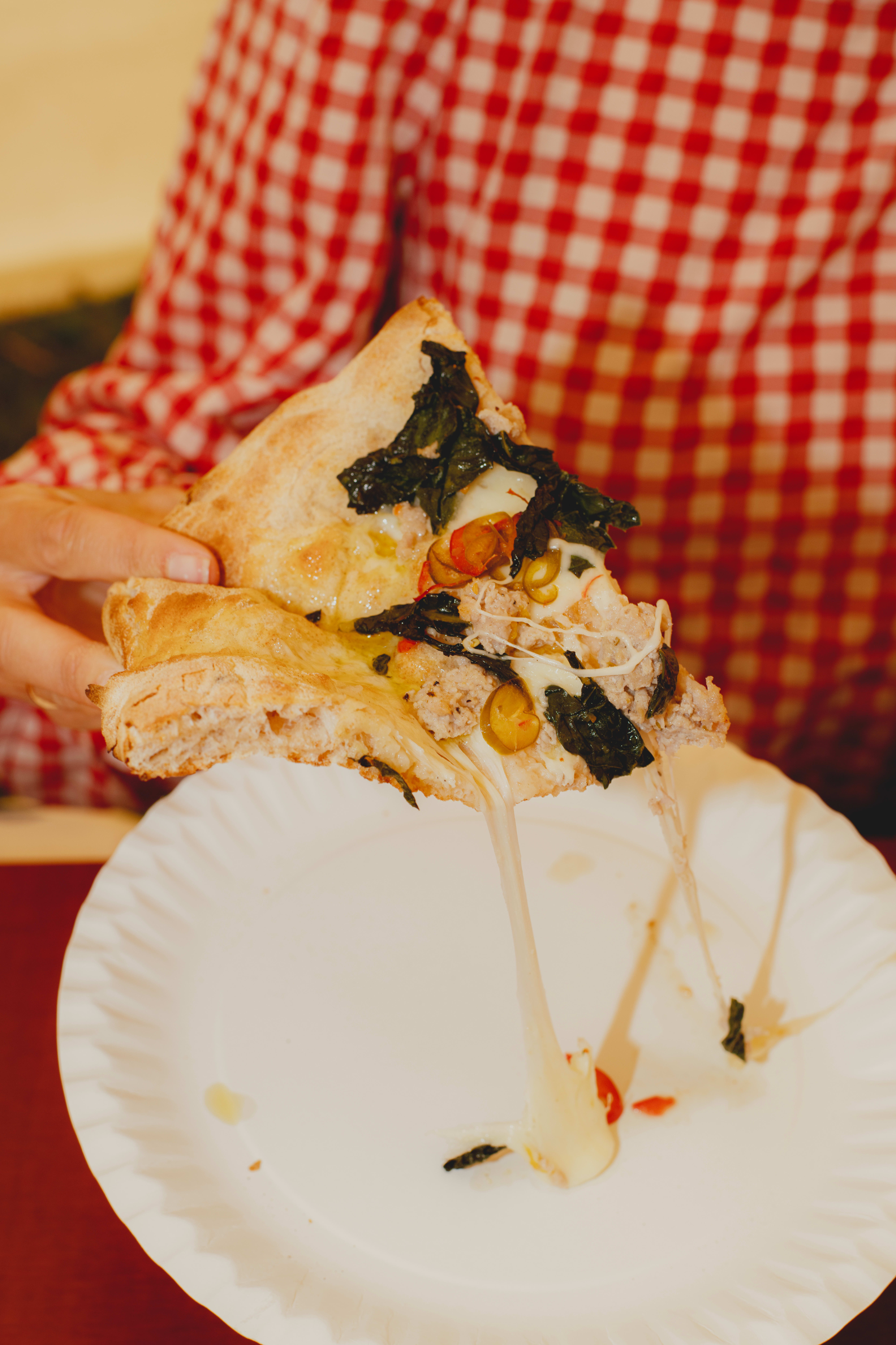 Her er det cheese pull.