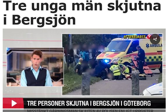 Tre menn skutt i Göteborg