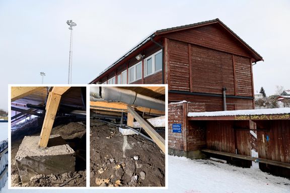 Garderobebygget på Slåtthaug står i fare for å kollapse