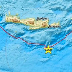 Jordskjelv like sør for ferieøya Kreta