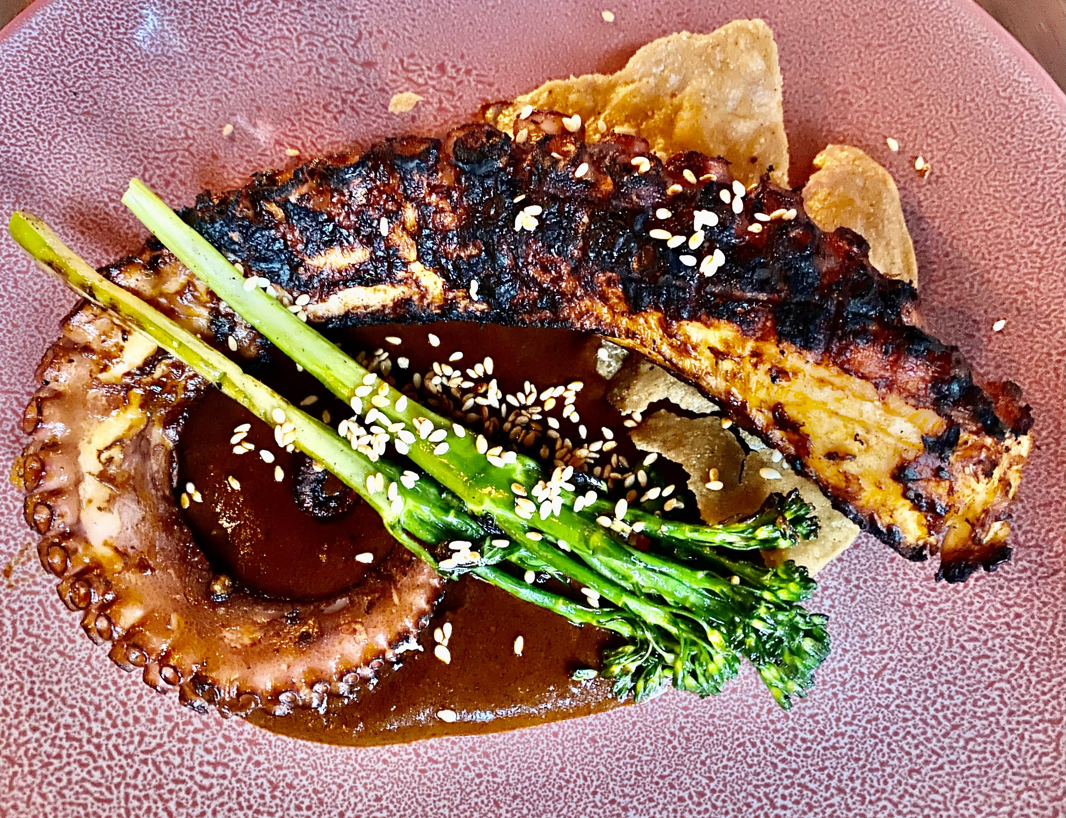 Pulpo con Mole Poblano. 