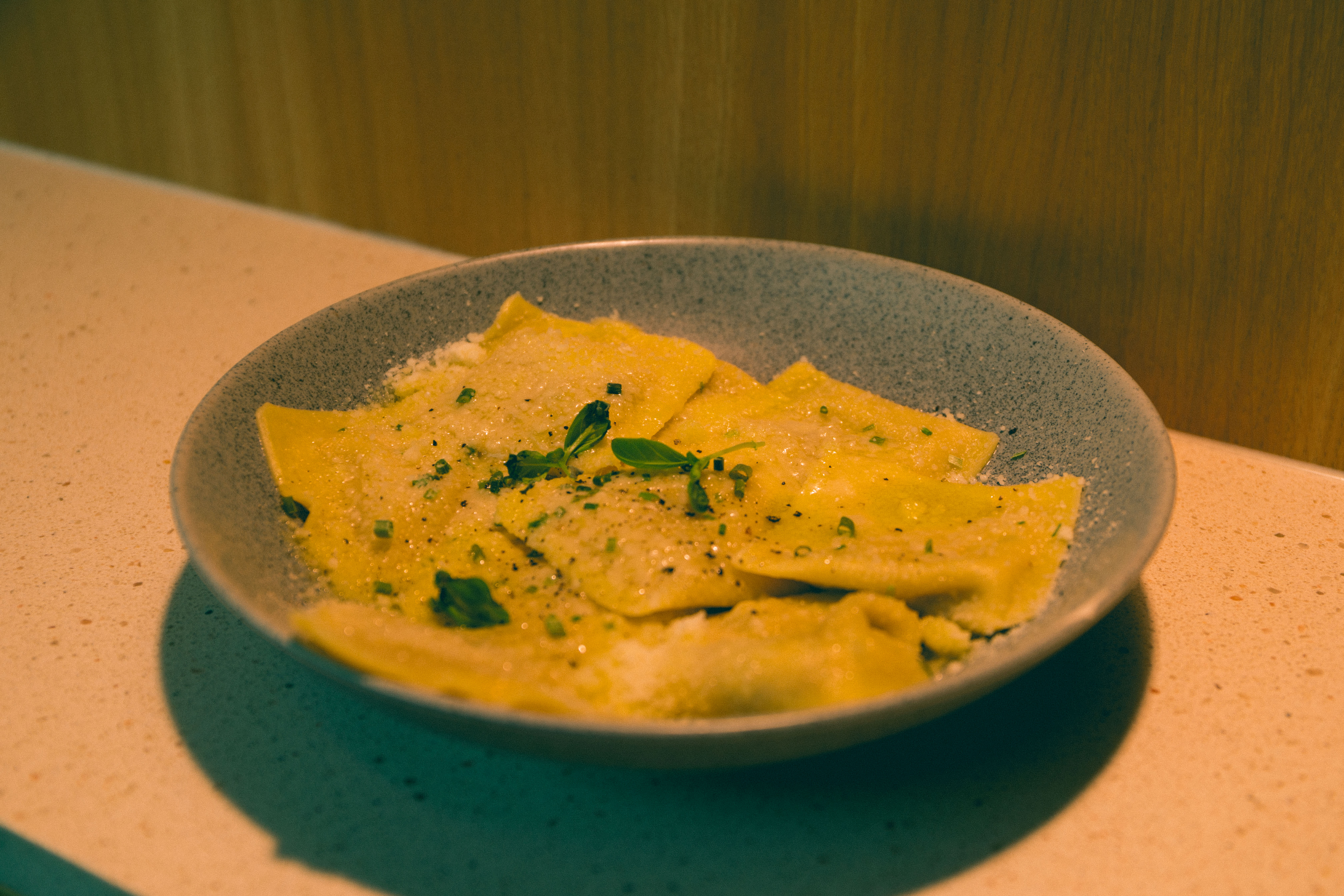 Ravioli med steinsopp.