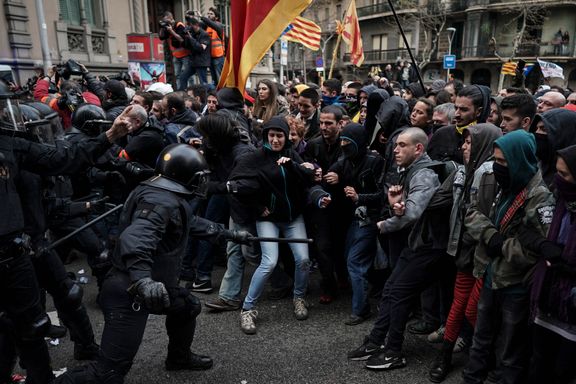 Voldsomme demonstrasjoner i Barcelona