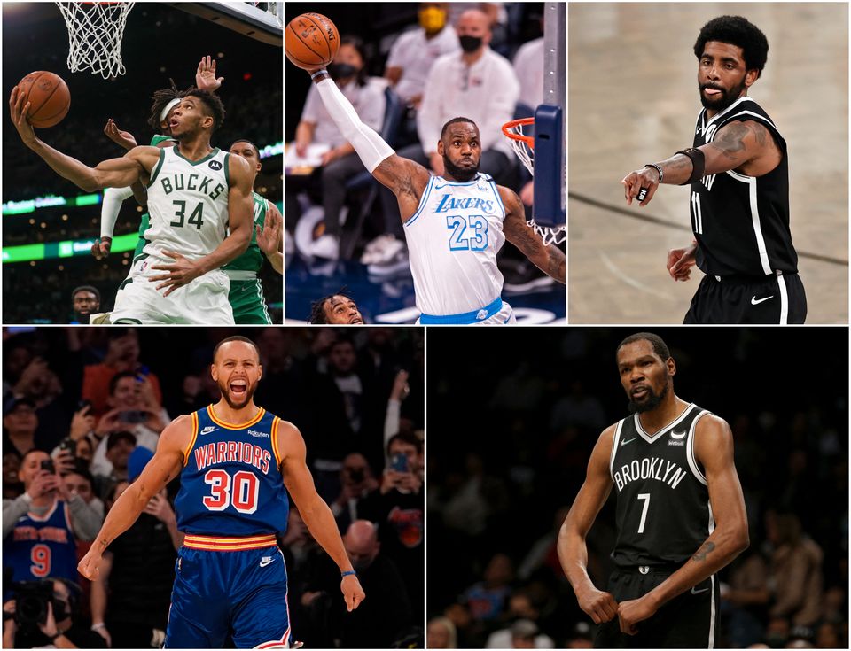 Et samlebilde av fem NBA-spillere.