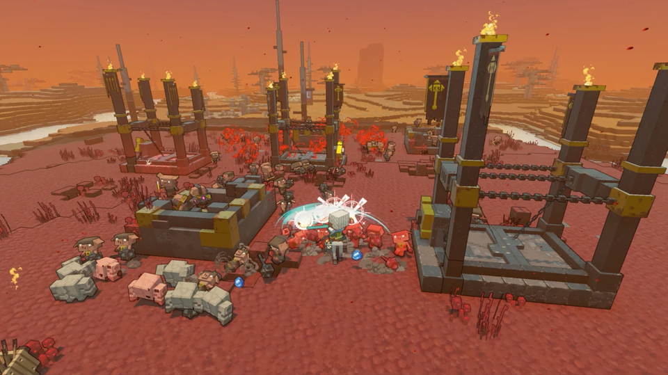 Bilde fra et TV-spill der det skjer noe ute i det som ser ut som en ørken.