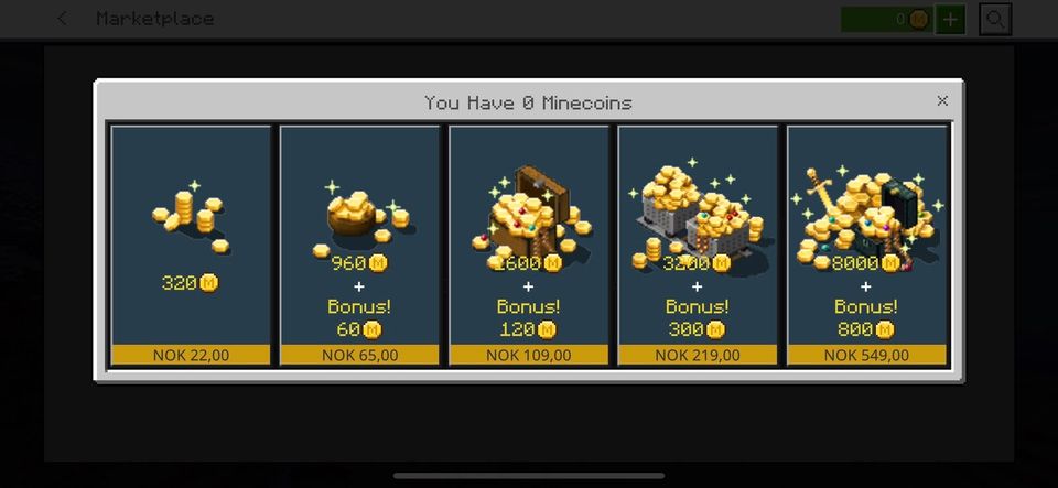 Et skjermbilde fra et spill som viser forskjellige kister med gullmynter. 