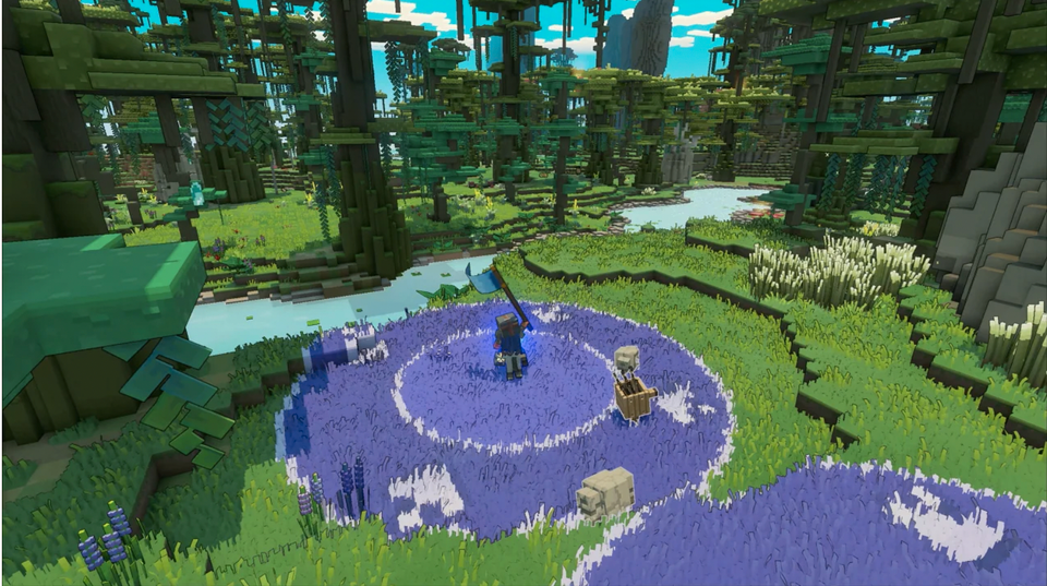 Bilde fra et TV-spill der to figurer er ute i en skog.