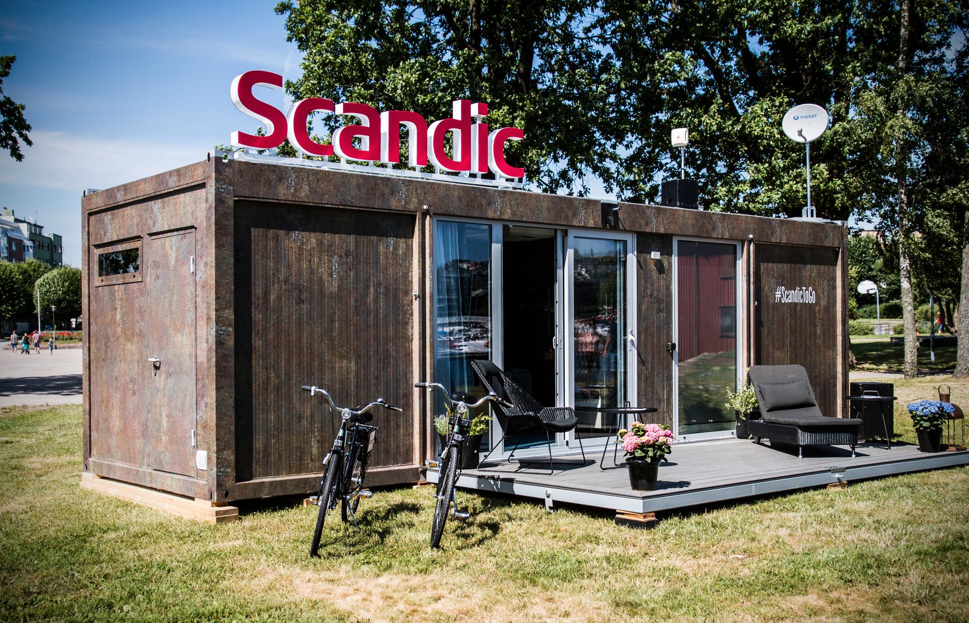 Hotellkjeden Scandic har brukt en container som utgangspunkt i deres mobile hotellrom. Foto: Lena Rustan Fidjestad