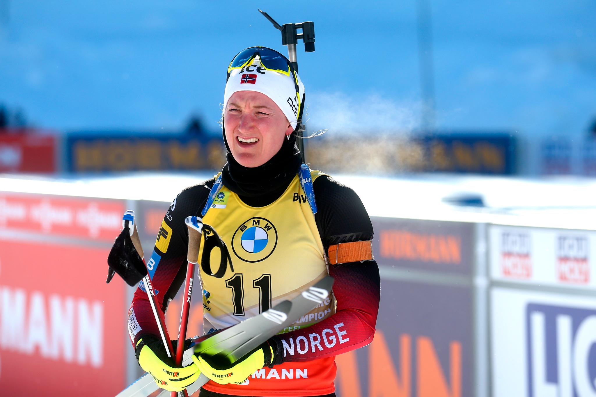 Marte Olsbu Røiseland hadde medalje i åtte VM-starter på rad, men denne gangen ble det sjetteplass. 
