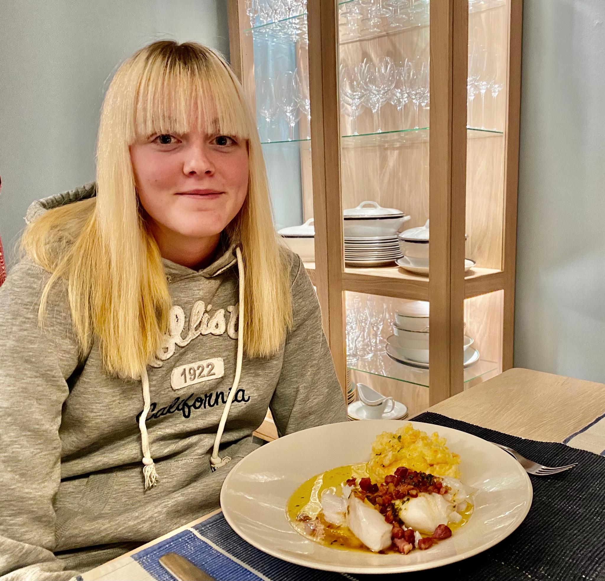 11. Guro Gulbrandsen Stavrum (14) elsker fersk torsk, bacon, puré og et hav av nøttesmør. 