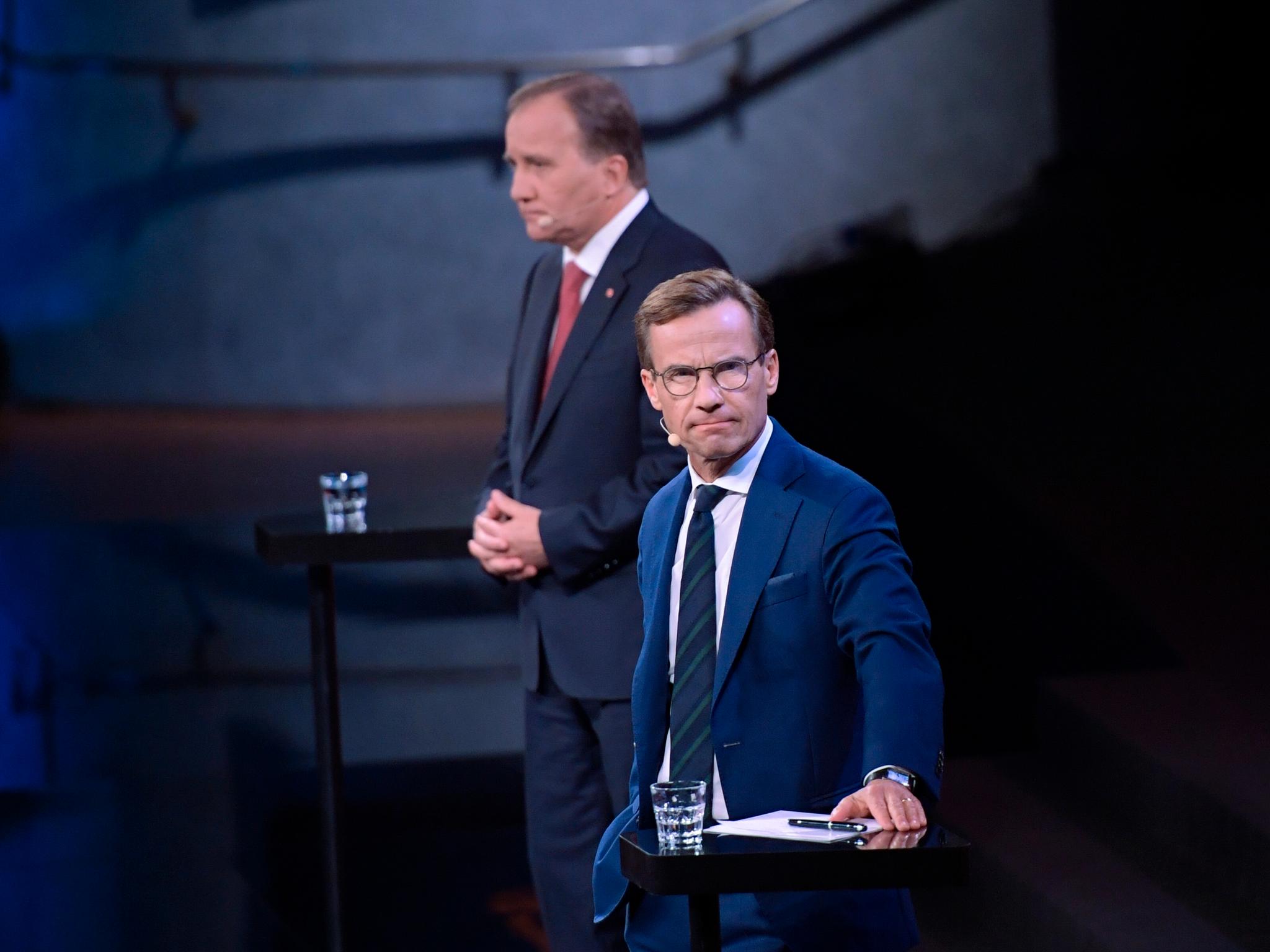 Moderaternas partiledere Ulf Kristersson och Socialdemokraternas partiledere Stefan Löfven. 