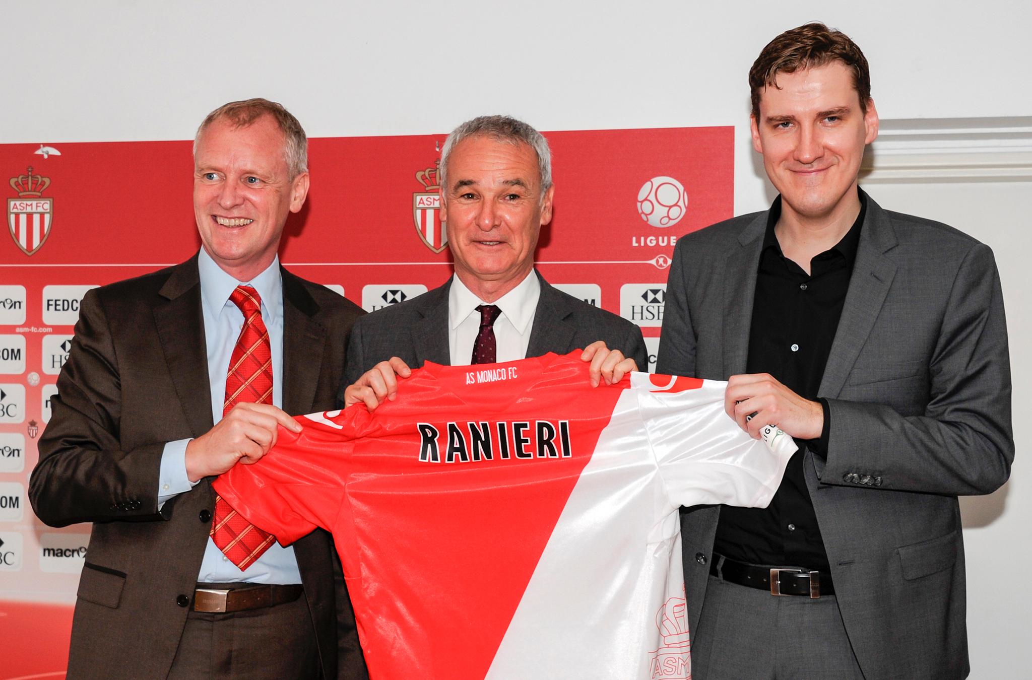 I MONACO: Nordmannen Tor-Kristian Karlsen (t.h.) var sportsdirektør i Monaco og ansatte Claudio Ranieri som manager i 2012. Til venstre: Klubbdirektør Filip Dhondt. 