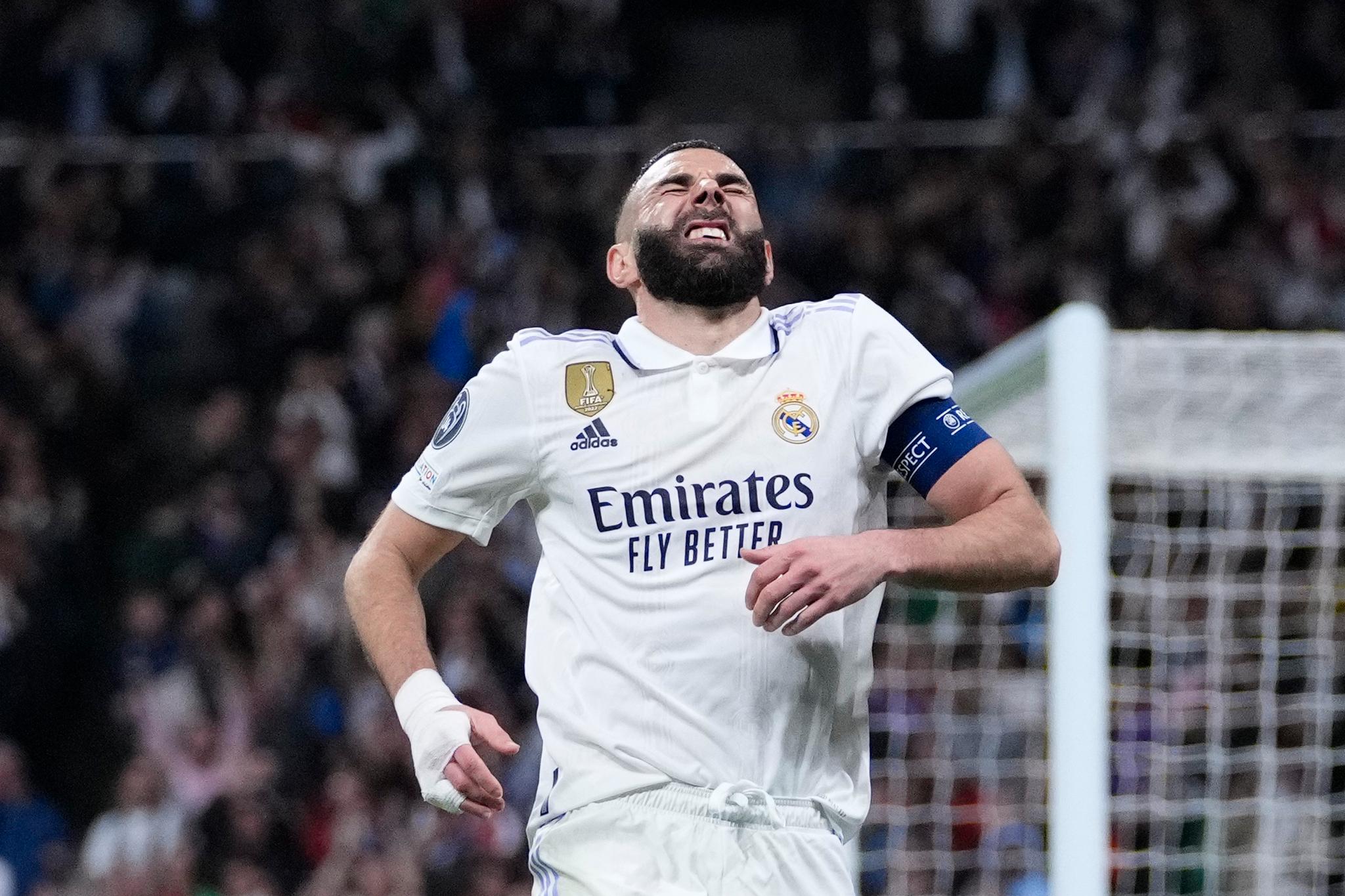 MÅLSCORER: Karim Benzema skadet seg samtidig som han scoret for Real Madrid. Det tok ikke lang tid før franskmannen ble byttet av.